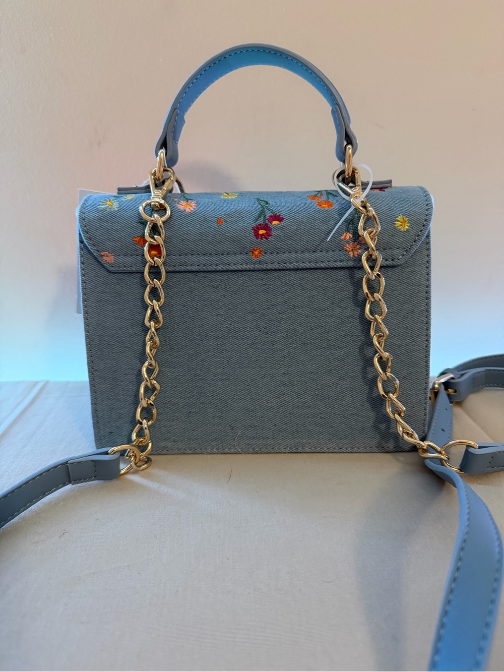 Betsey Johnson Blue Floral Embroidered Top-Handle Bag - Picture 4 of 4